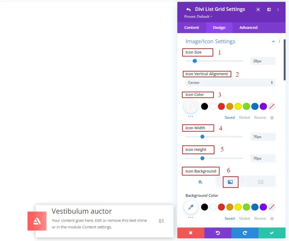 Divi List grid Icon Styling