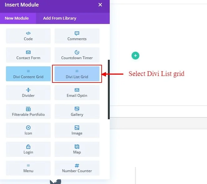 Added Divi List grid module