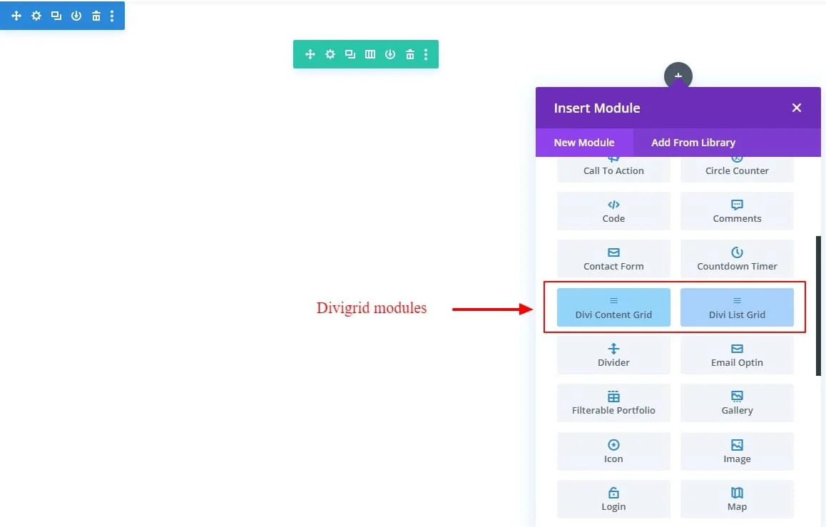 Divi Content grid module