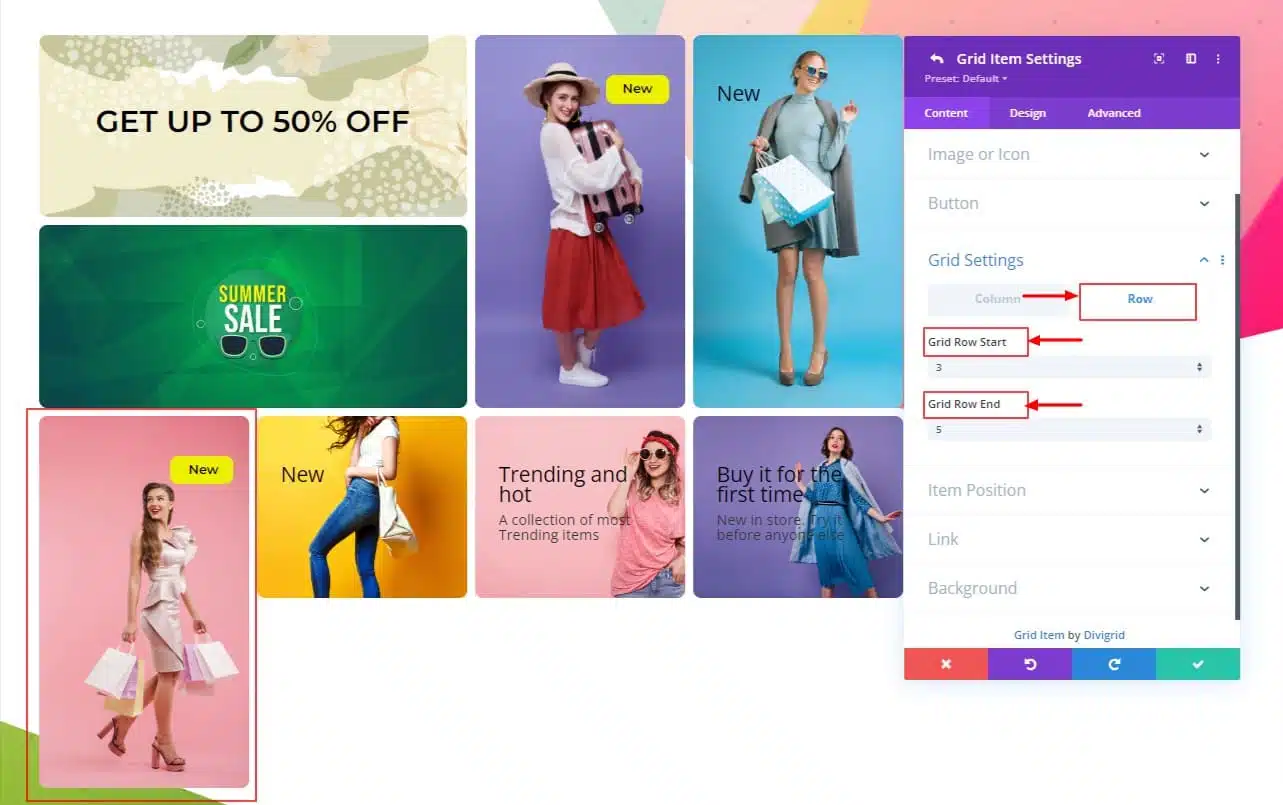 Divi content grid fifth item