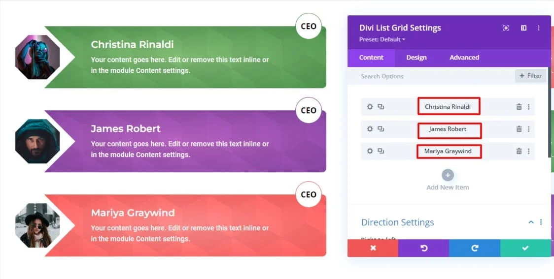 Divi list grid item design-3 1st column