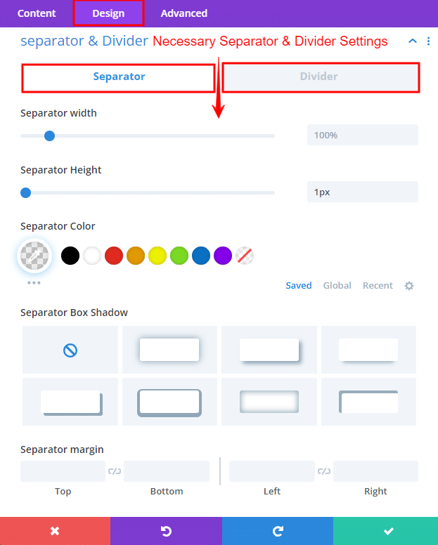 divigrid separator divider settings