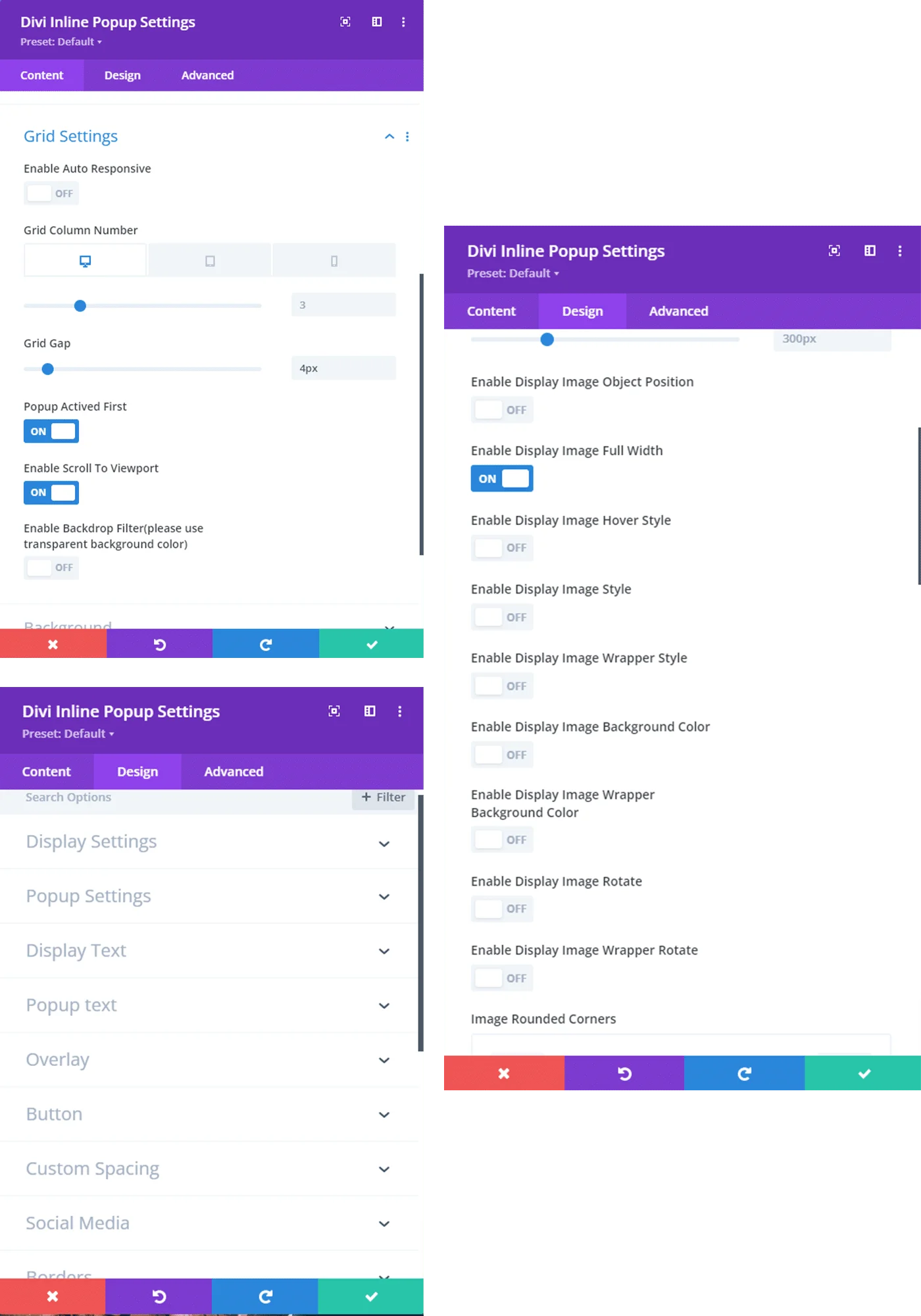 divigrid Design settings