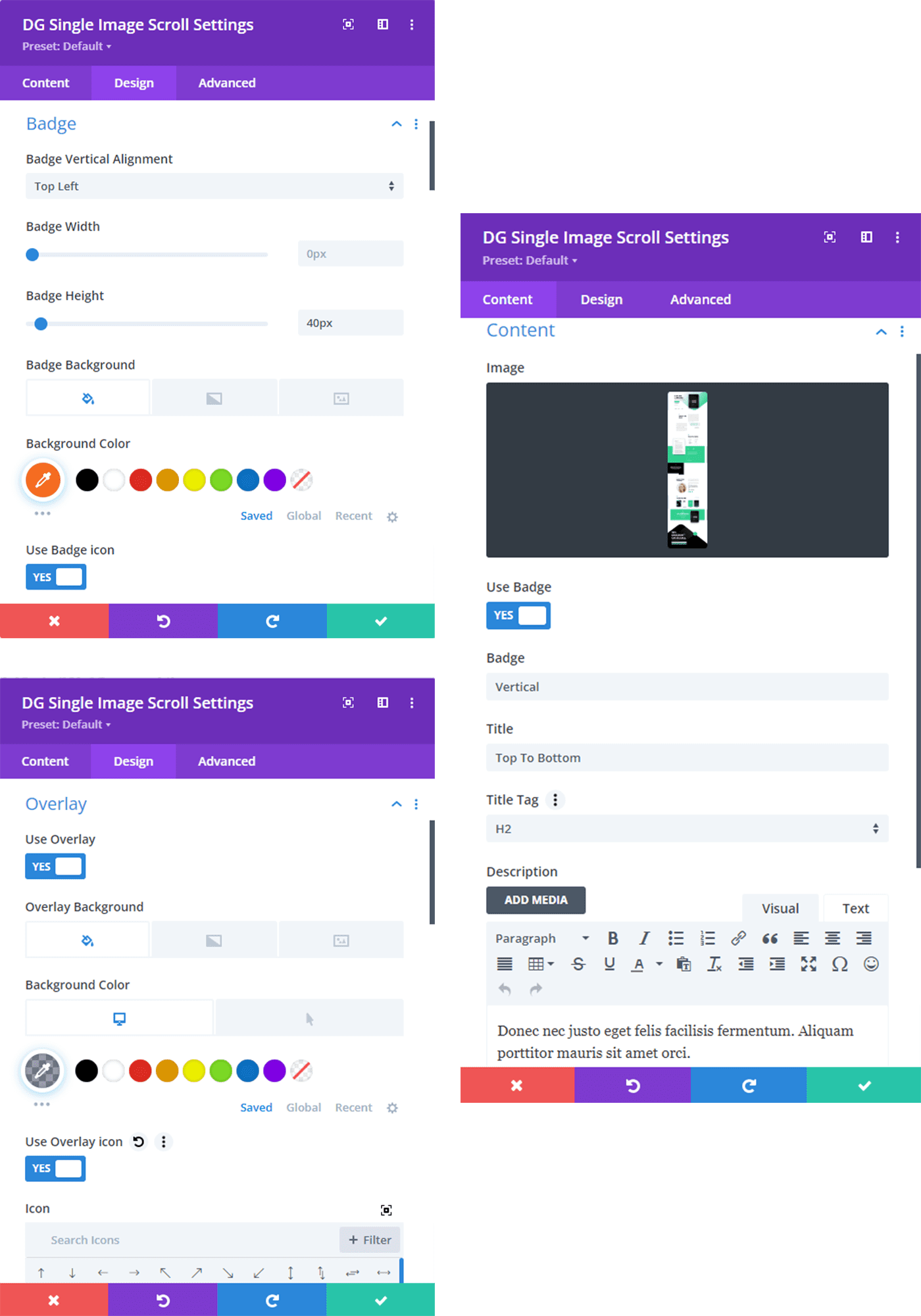 divigrid Scroll Image Design settings 1