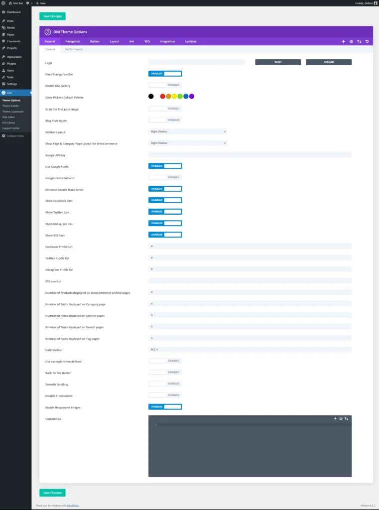 divigrid divi theme general options