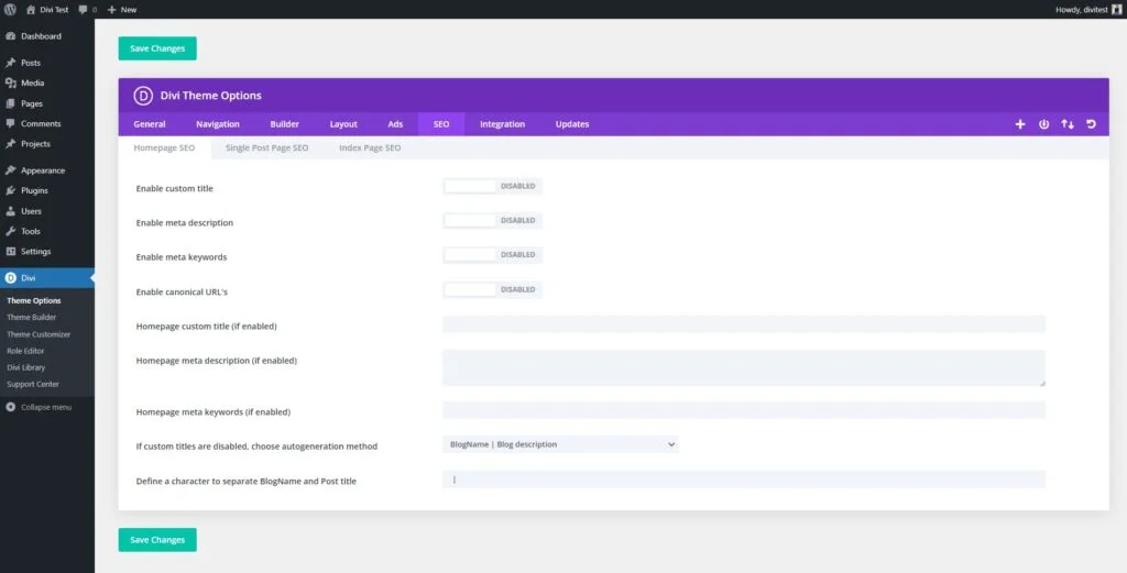 divigrid divi theme seo options
