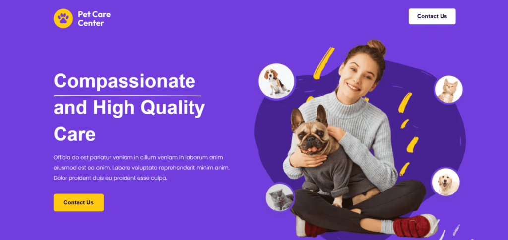 Pet Care Landing Page