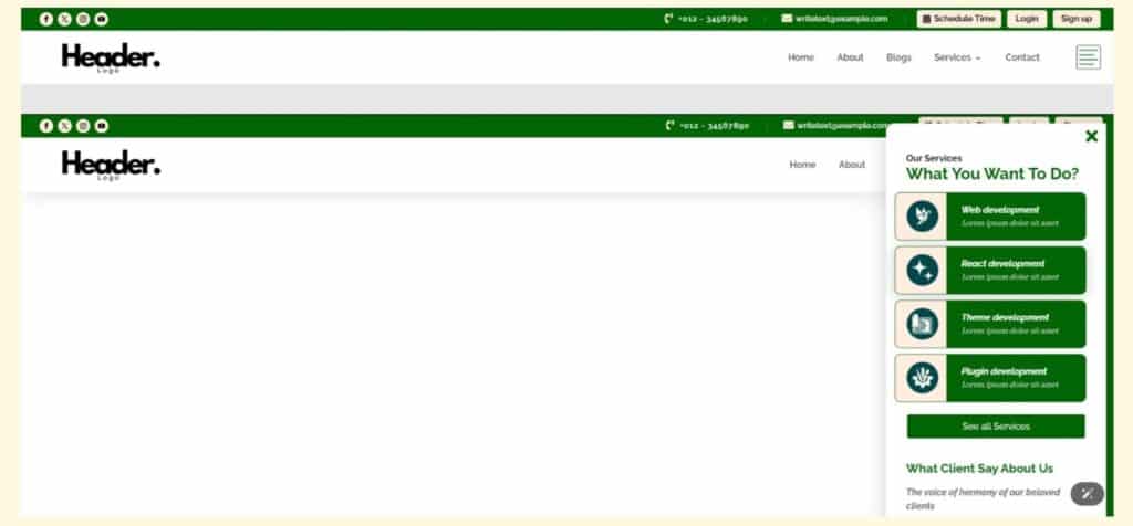 Forest Green & Peach Cream - Divi Header Layouts Free