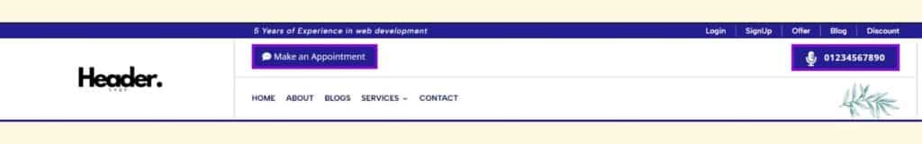 Royal Blue - Divi Header Layouts Free